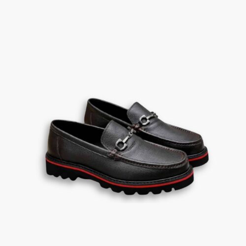 Louis Vuitton Souliers Club Loafers Black Red