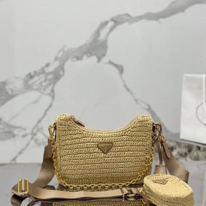 Prada Re Edition 2005 Crochet Bag Natural 22Cm - Image 3
