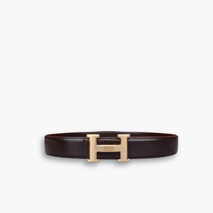 Hermes H Belt Buckle Reversible Leather Strap Black