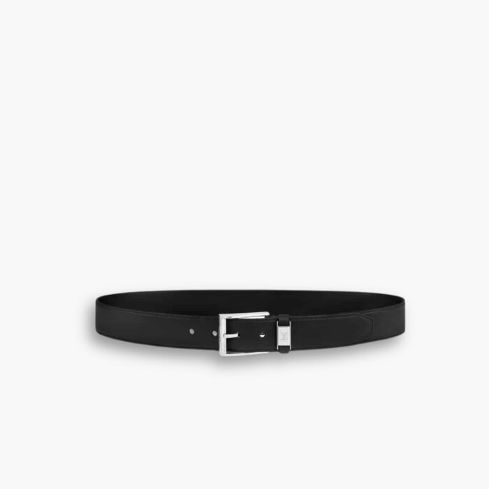 Louis Vuitton LV City Pin Belt Silver Hardware Black 35MM M0542S