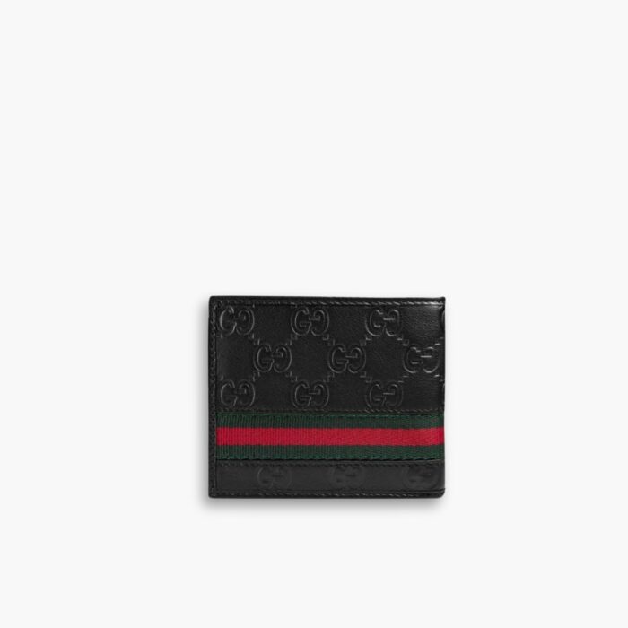 Gucci Guccissima Web Bifold Wallet Black 11Cm