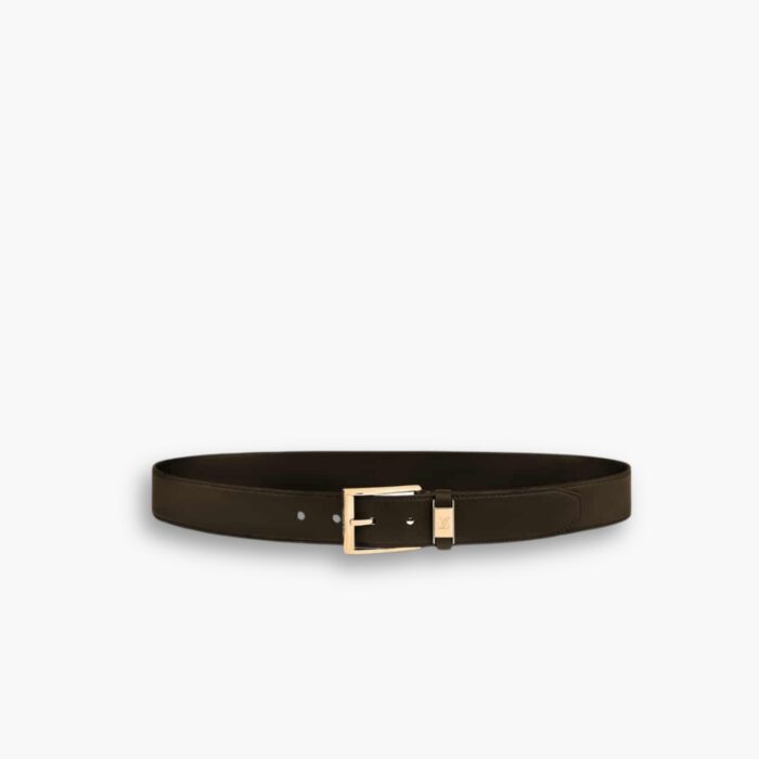 Louis Vuitton LV City Pin Belt Gold Hardware Black 35MM
