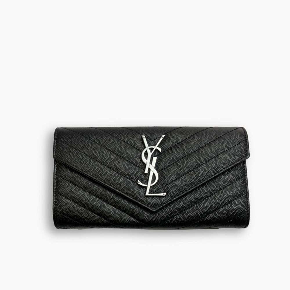 Saint Laurent Cassandra Large Flap Wallet Black 19 cm