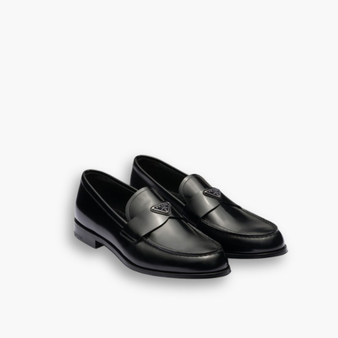 Prada Brushed Leather Loafers Triangle Black 2Db180 P39 F0002 F G001