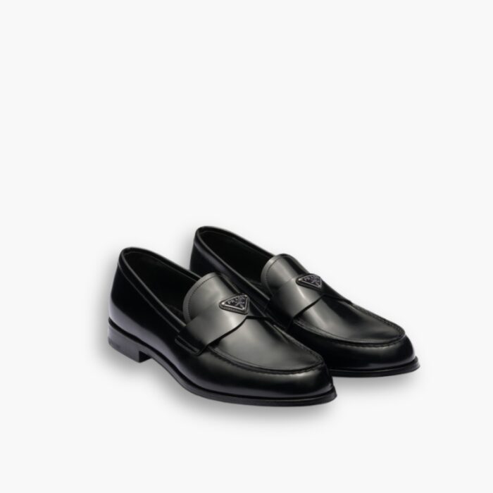 Prada Brushed Leather Loafers Triangle Black 2Db180 P39 F0002 F G001