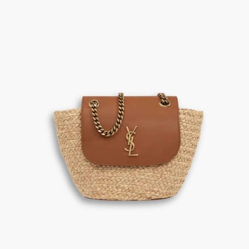 Saint Laurent Mini Manon In Raffia Natural And Brick 23cm 774269GAAED9051