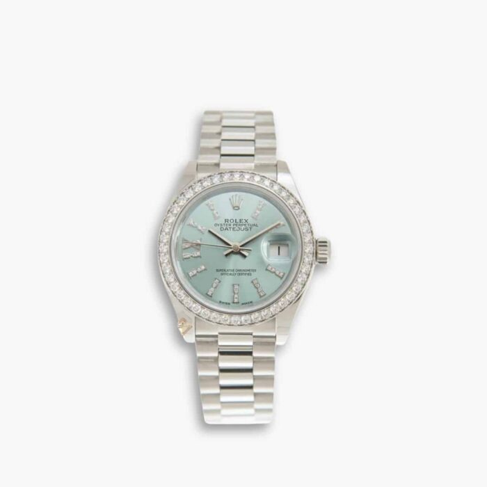 Rolex Lady Datejust 28 Ice Blue Dial Platinum Diamond Watch 28mm 279136IBLSRDP