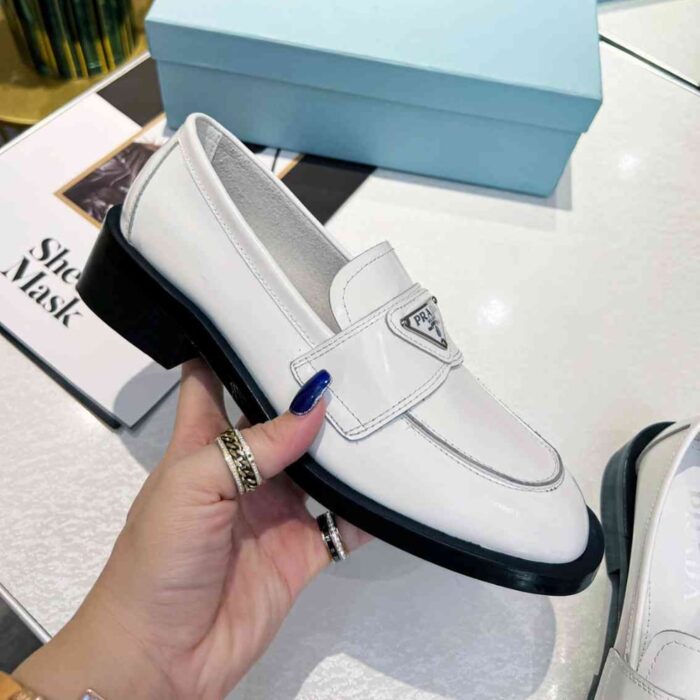 Prada Logo Plaque Loafers White 1D902M069F0009F025 - Image 2