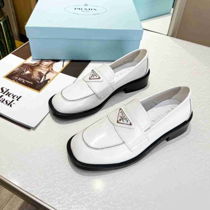Prada Logo Plaque Loafers White 1D902M069F0009F025 - Image 3