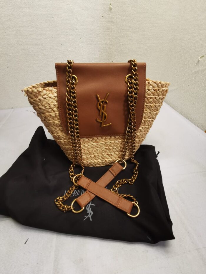 Saint Laurent Mini Manon In Raffia And Aged Vegetable Tanned Leather Naturel 23cm 774269GAAED9051 - Image 3