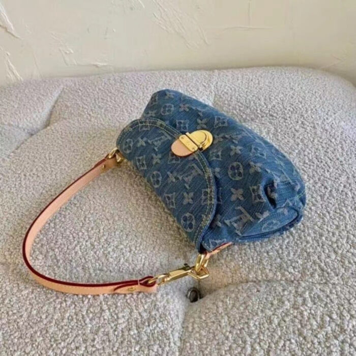 Louis Vuitton Pleaty Handbag Monogram Denim Blue 26cm M95050 - Image 3