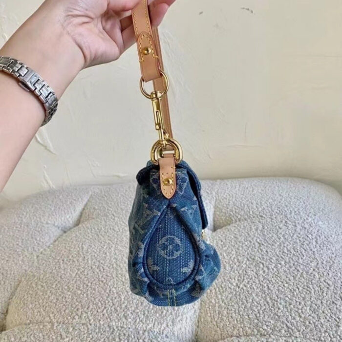 Louis Vuitton Pleaty Handbag Monogram Denim Blue 26cm M95050 - Image 6
