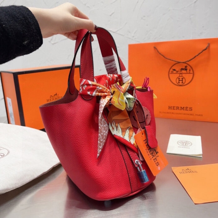 Hermes Picotin Lock 18 Bag Red With Silver 18 cm - Image 2