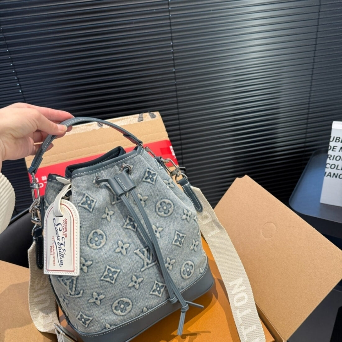 Louis Vuitton Noe Bag Monogram Denim Blue 25Cm - Image 3