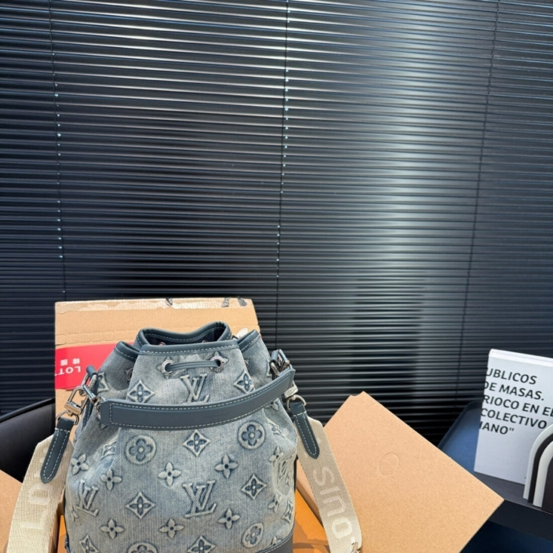 Louis Vuitton Noe Bag Monogram Denim Blue 25Cm - Image 6