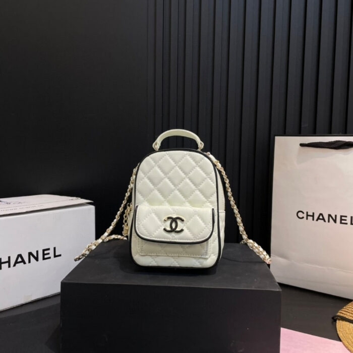 Chanel Mini Backpack White And Black 13Cm AP4514 B19460 NAFJQ - Image 2