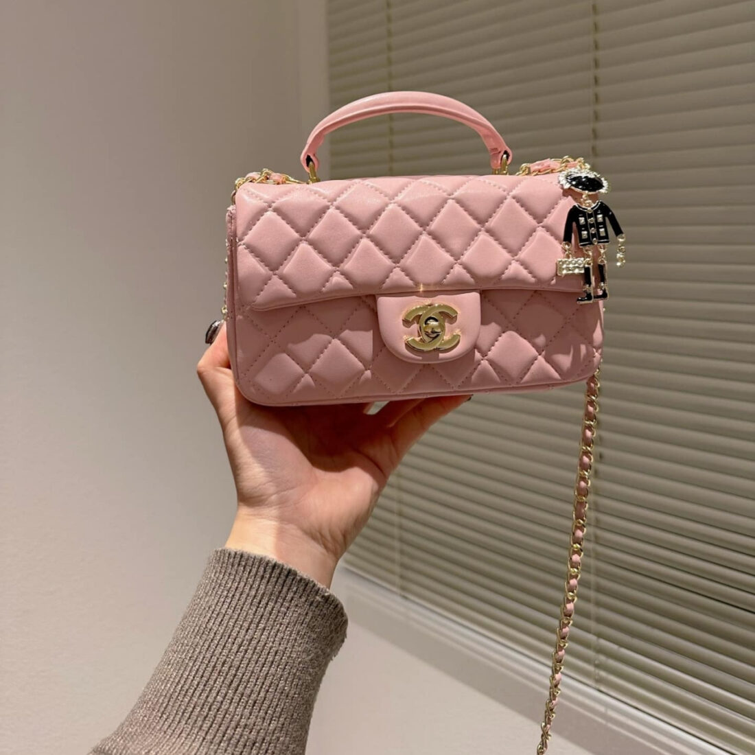 Chanel Mini Flap Bag With Top Handle Pink 21Cm - Image 2