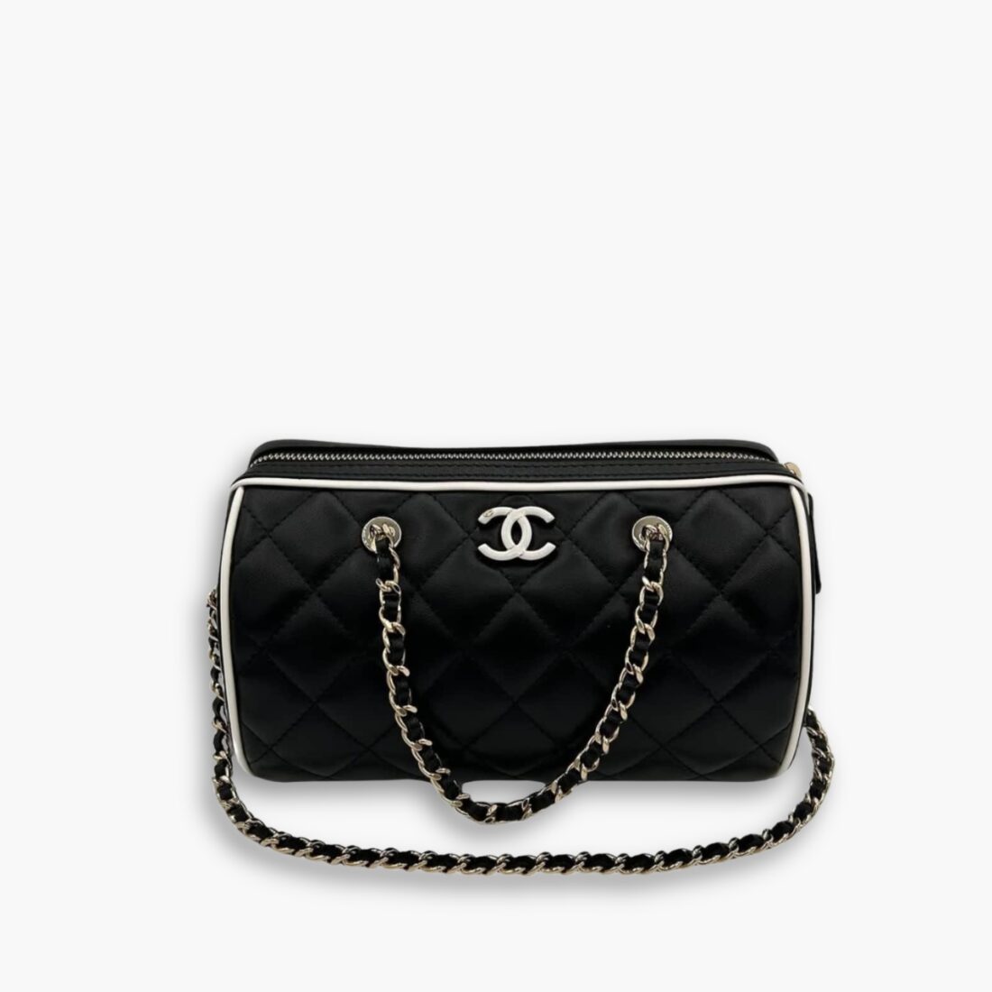 Chanel Clutch With Chain Black And White 18Cm