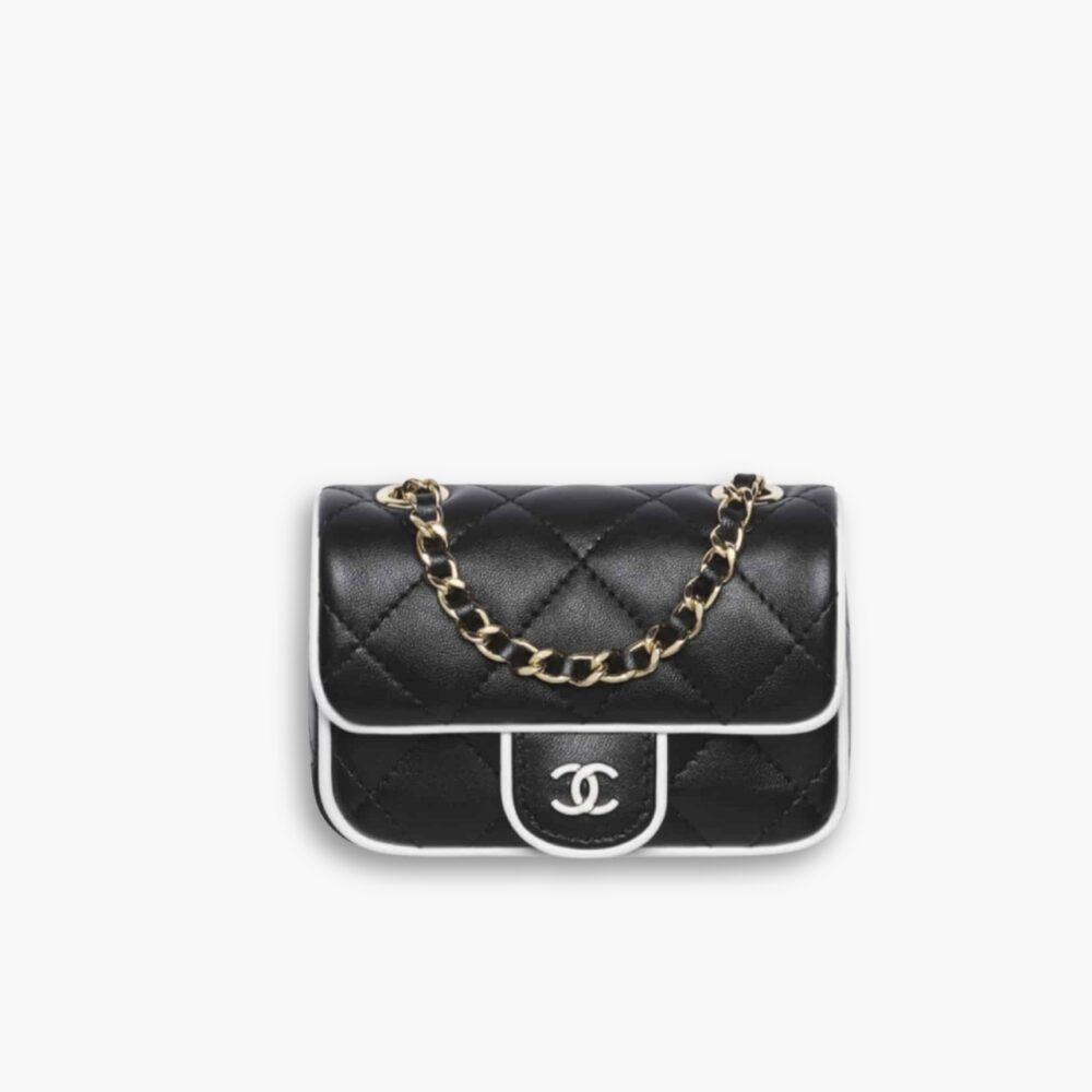 Chanel Clutch With Chain Black And White 18Cm AP4512 B19460 NAFJO