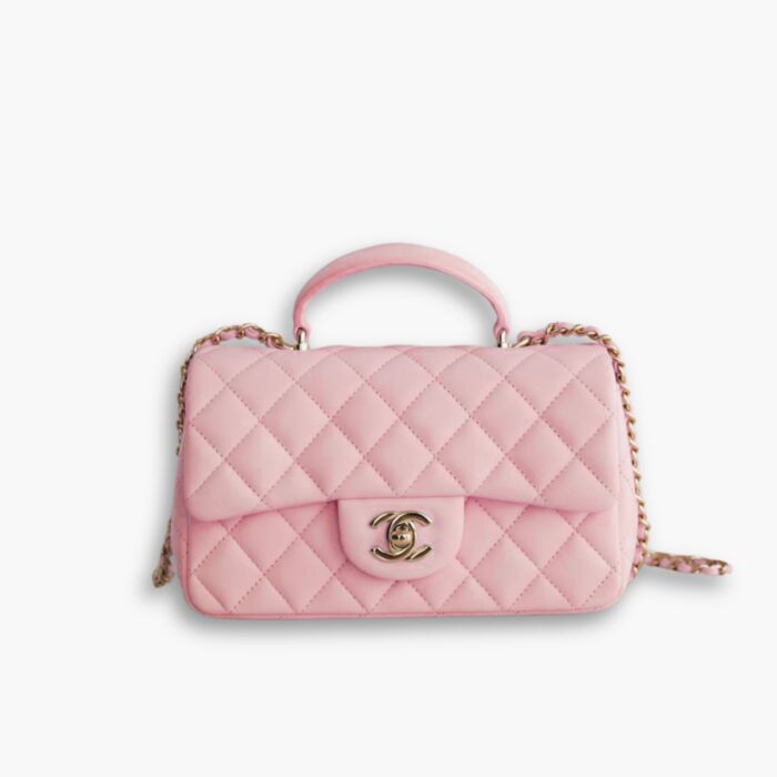 Chanel Mini Flap Bag With Top Handle Pink 21Cm