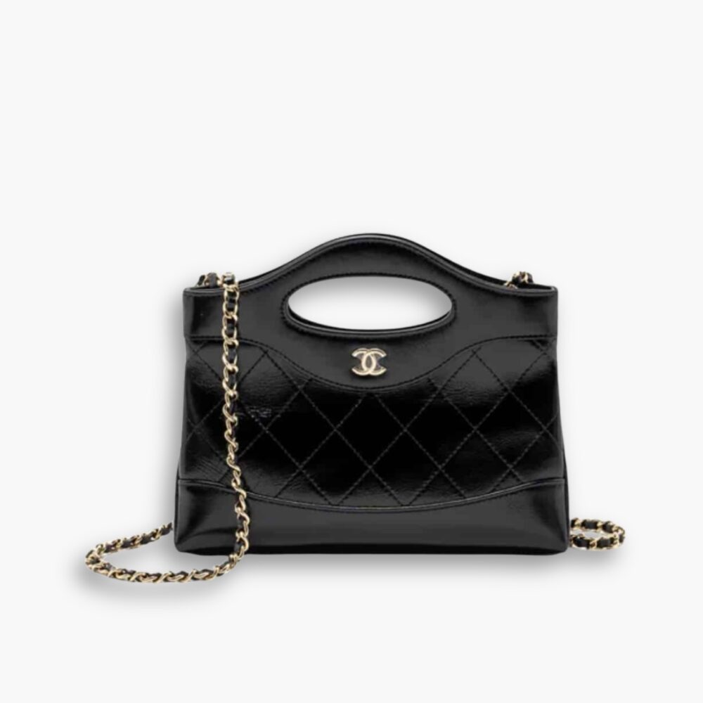 Chanel 24C Mini 31 Clutch With Chain Shiny Black 24cm