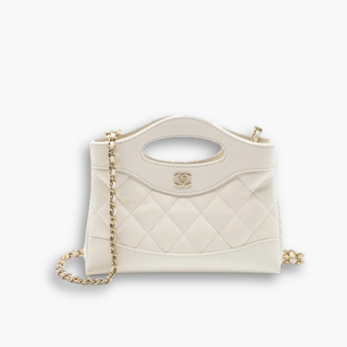 Chanel 24C Mini 31 Clutch With Chain Shiny White 24cm