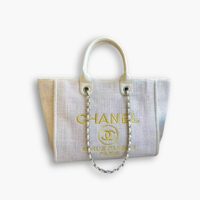 Chanel Deauville Large Tote Shopping Bag White 38cm