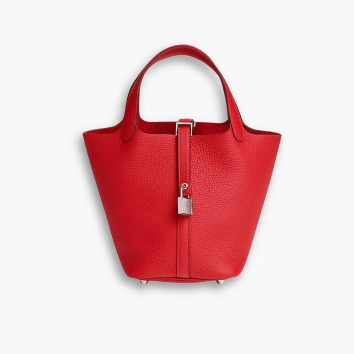 Hermes Picotin Lock 18 Bag Red With Silver 18 cm