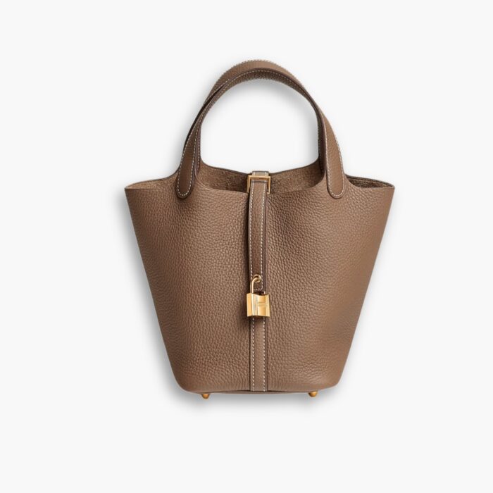 Hermes Picotin Lock 18 Bag Etoupe With Gold 18 cm