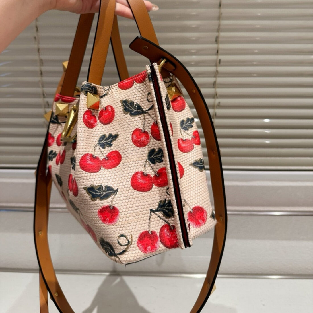Valentino Garavani VLogo Signature Cherryfic Motif Bag Neutrals 26Cm - Image 4