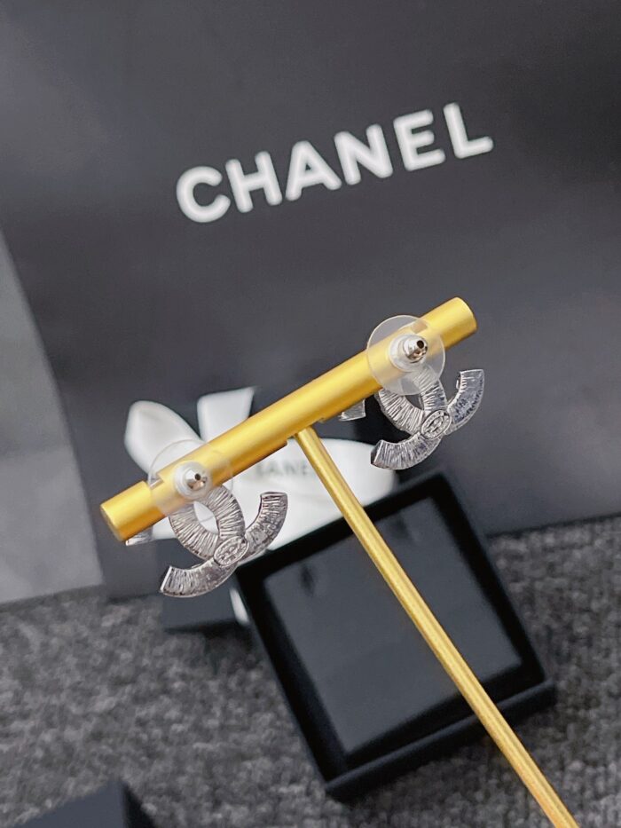 Chanel Crystal Timeless CC Earrings Silver - Image 4