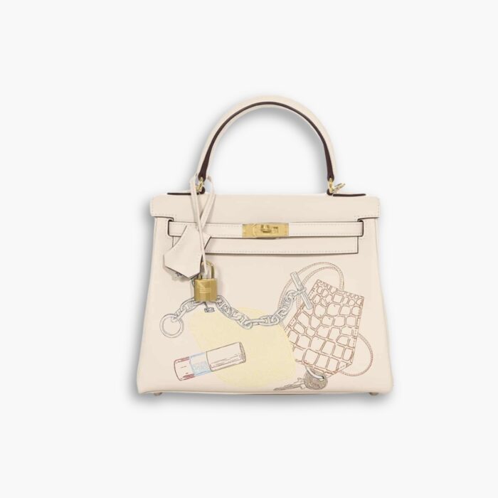 Hermès Kelly 25 Retourne In And Out Nata Swift Palladium Hardware 25Cm