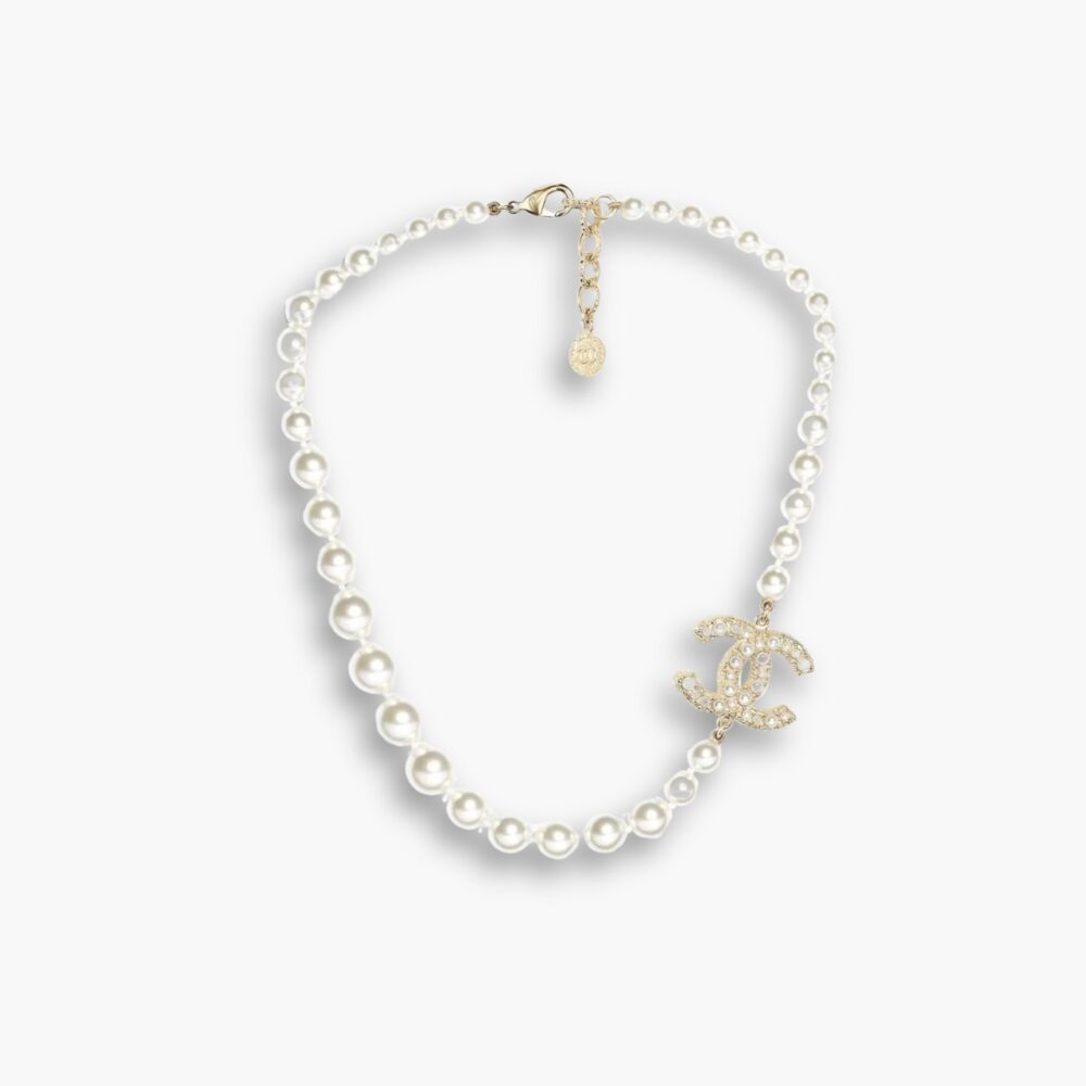 Chanel Metallic Coco Faux Pearl CC Necklace