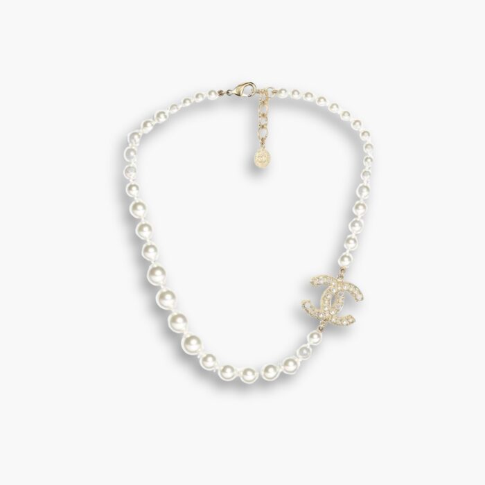 Chanel Metallic Coco Faux Pearl CC Necklace