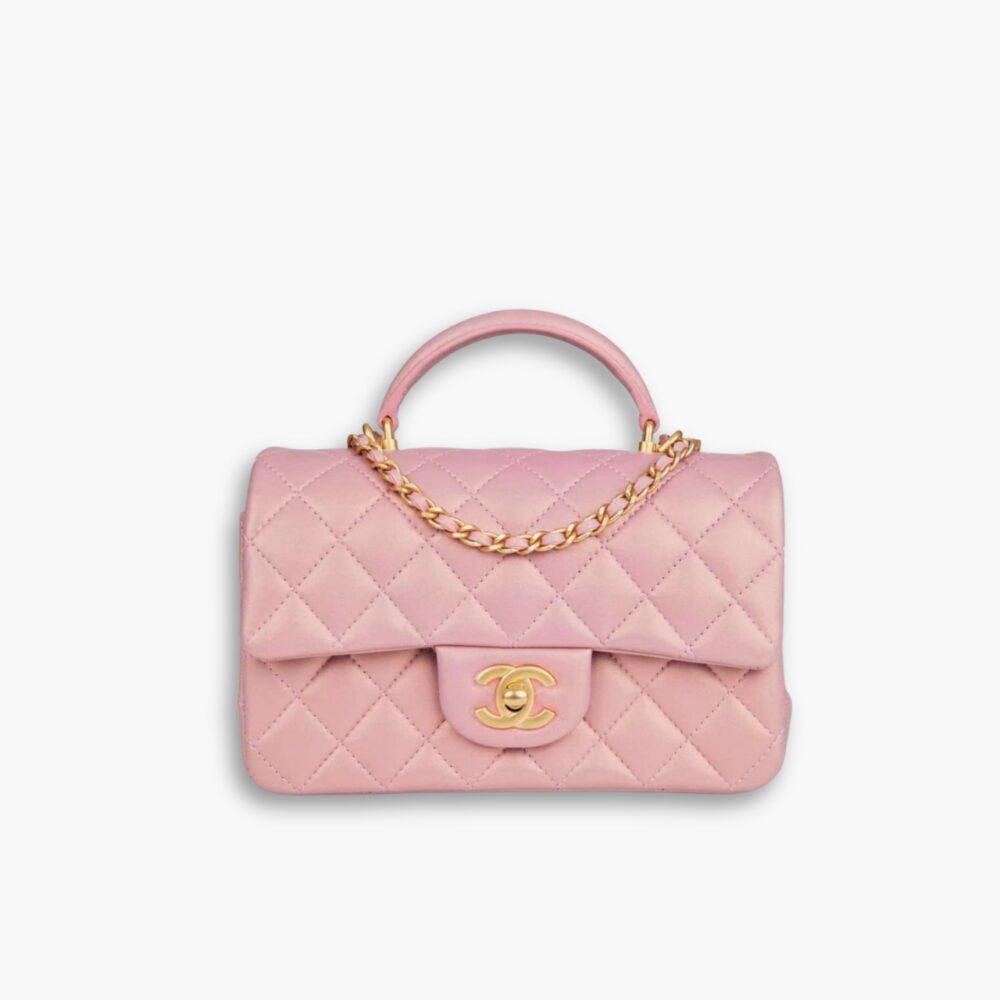 Chanel Mini Flap Bag With Top Handle Pink 21Cm