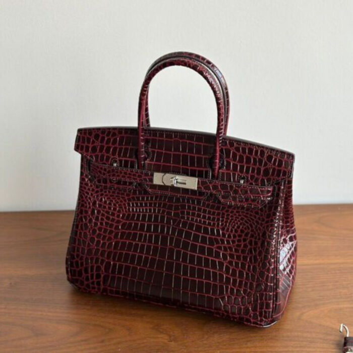 Hermes Birkin 30 Bordeaux Shiny Silver Hardware 30Cm - Image 3