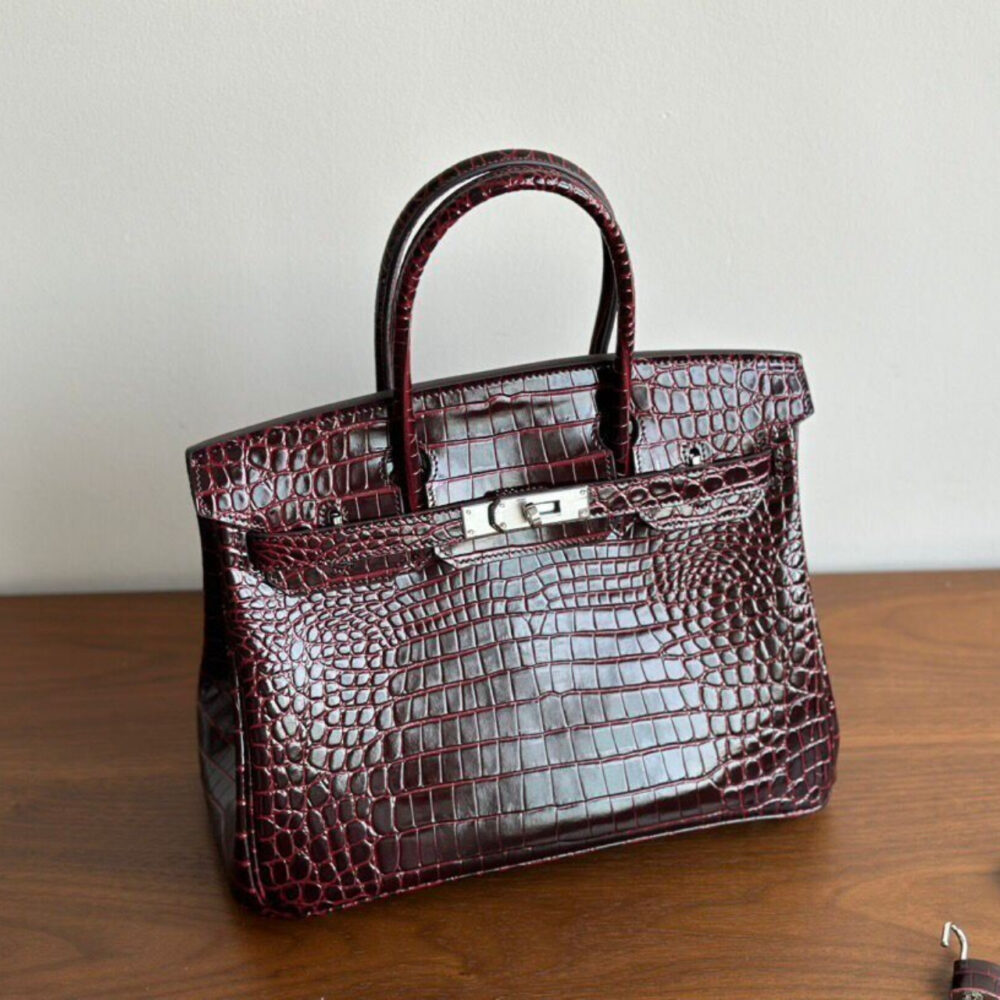 Hermes Birkin 30 Bordeaux Shiny Silver Hardware 30Cm - Image 5