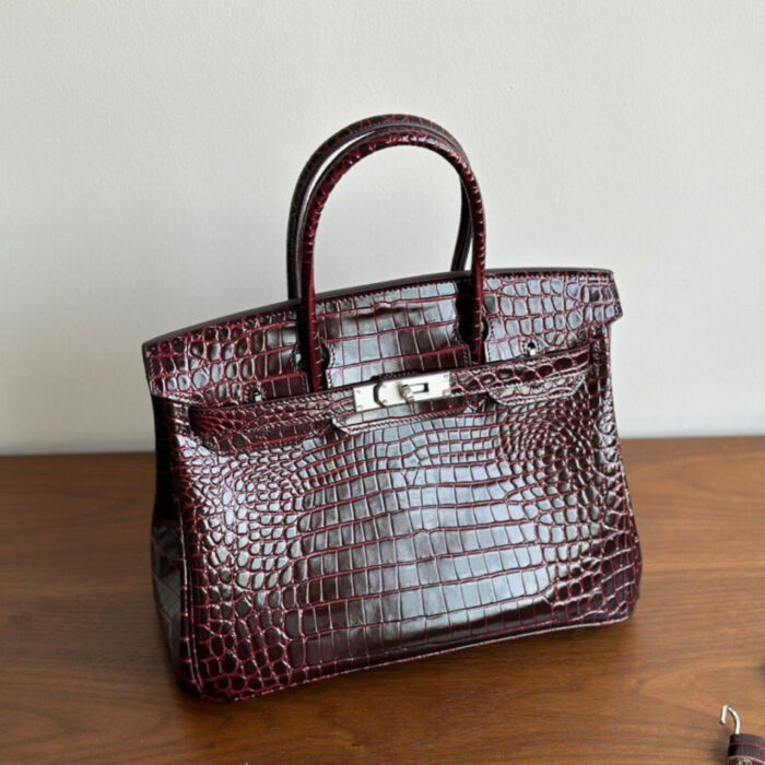 Hermes Birkin 30 Bordeaux Shiny Silver Hardware 30Cm - Image 5