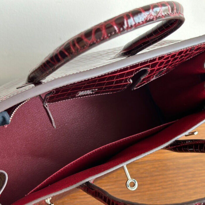 Hermes Birkin 30 Bordeaux Shiny Silver Hardware 30Cm - Image 7