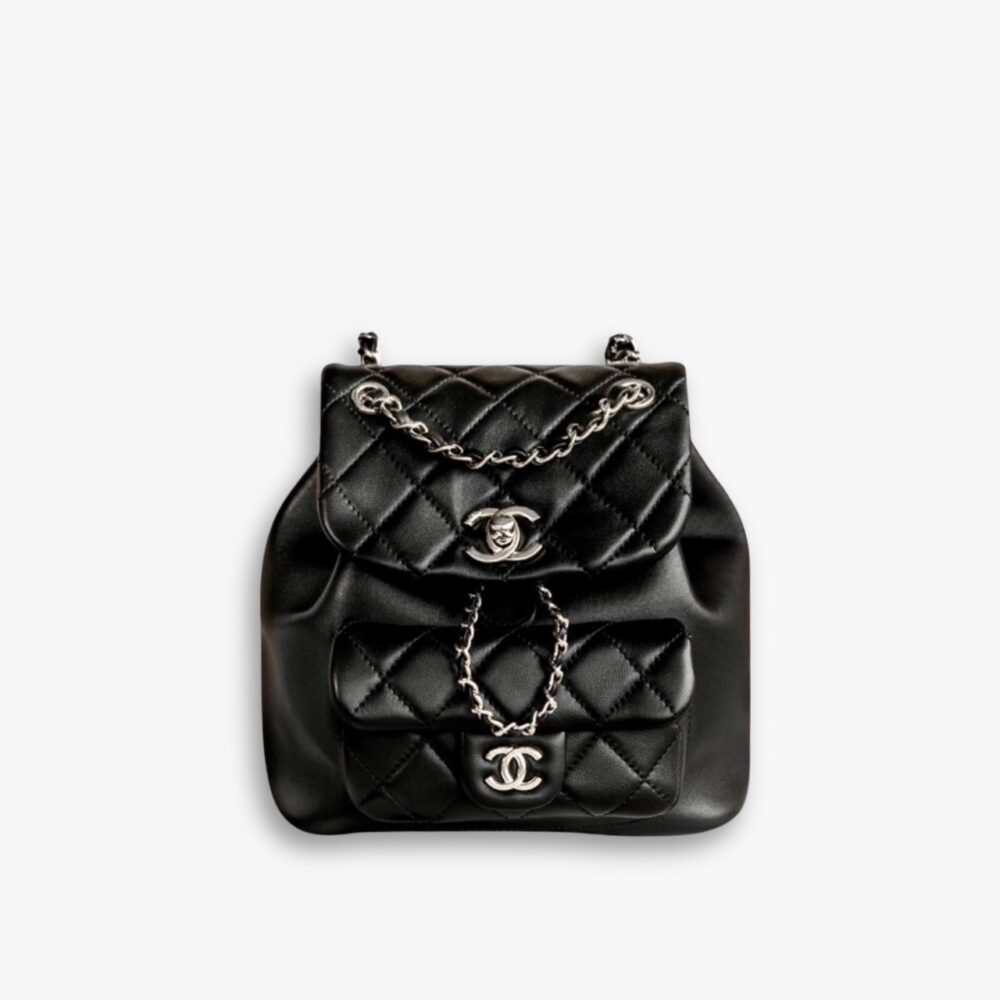 Chanel Duma Matelasse Leather Chain Backpack Black 20cm