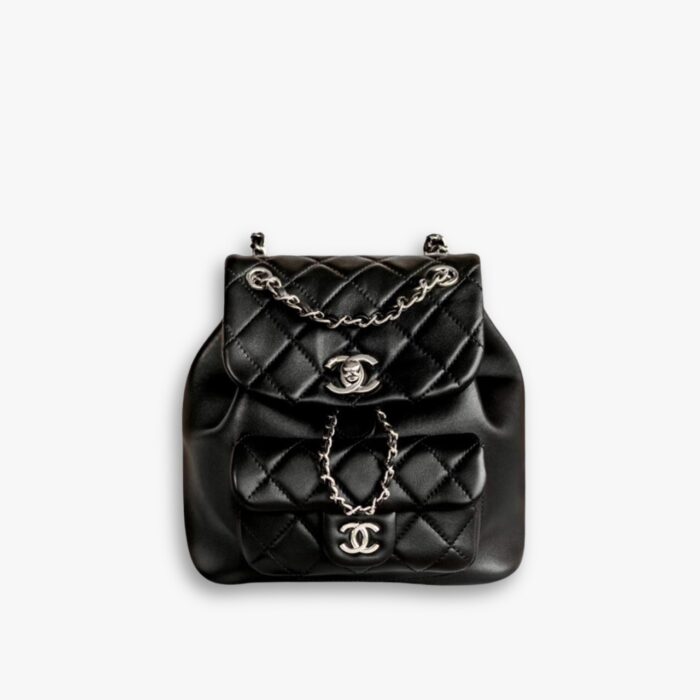 Chanel Duma Matelasse Leather Chain Backpack Black 20cm