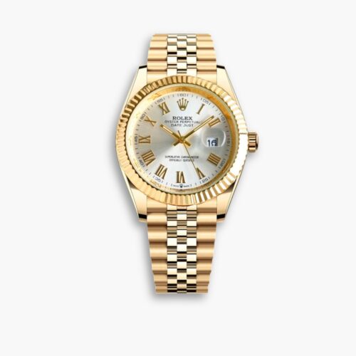 Rolex Datejust Roman Numeral Gold In Silver Dial 41mm