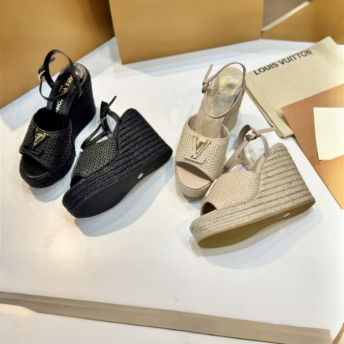 Louis Vuitton Mare Wedge Sandals Natural Beige 1AHLM0 - Image 7