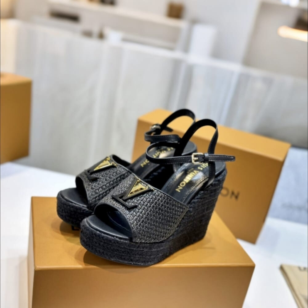 Louis Vuitton Mare Wedge Sandals Natural Black 1AHLLK - Image 2