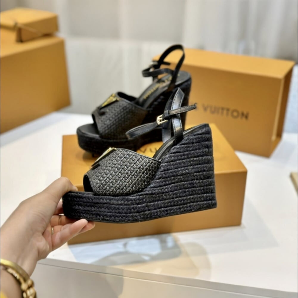 Louis Vuitton Mare Wedge Sandals Natural Black 1AHLLK - Image 3