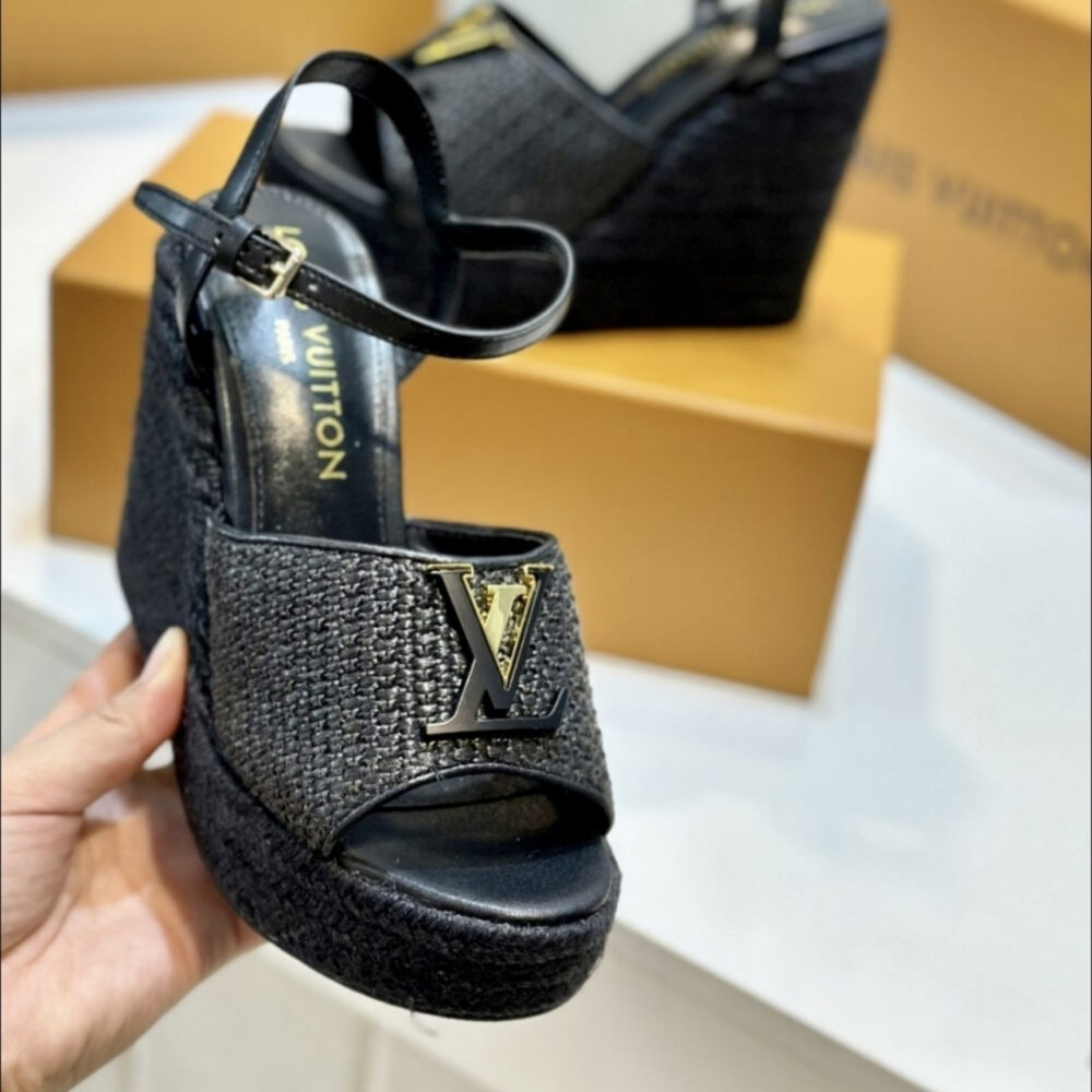 Louis Vuitton Mare Wedge Sandals Natural Black 1AHLLK - Image 4
