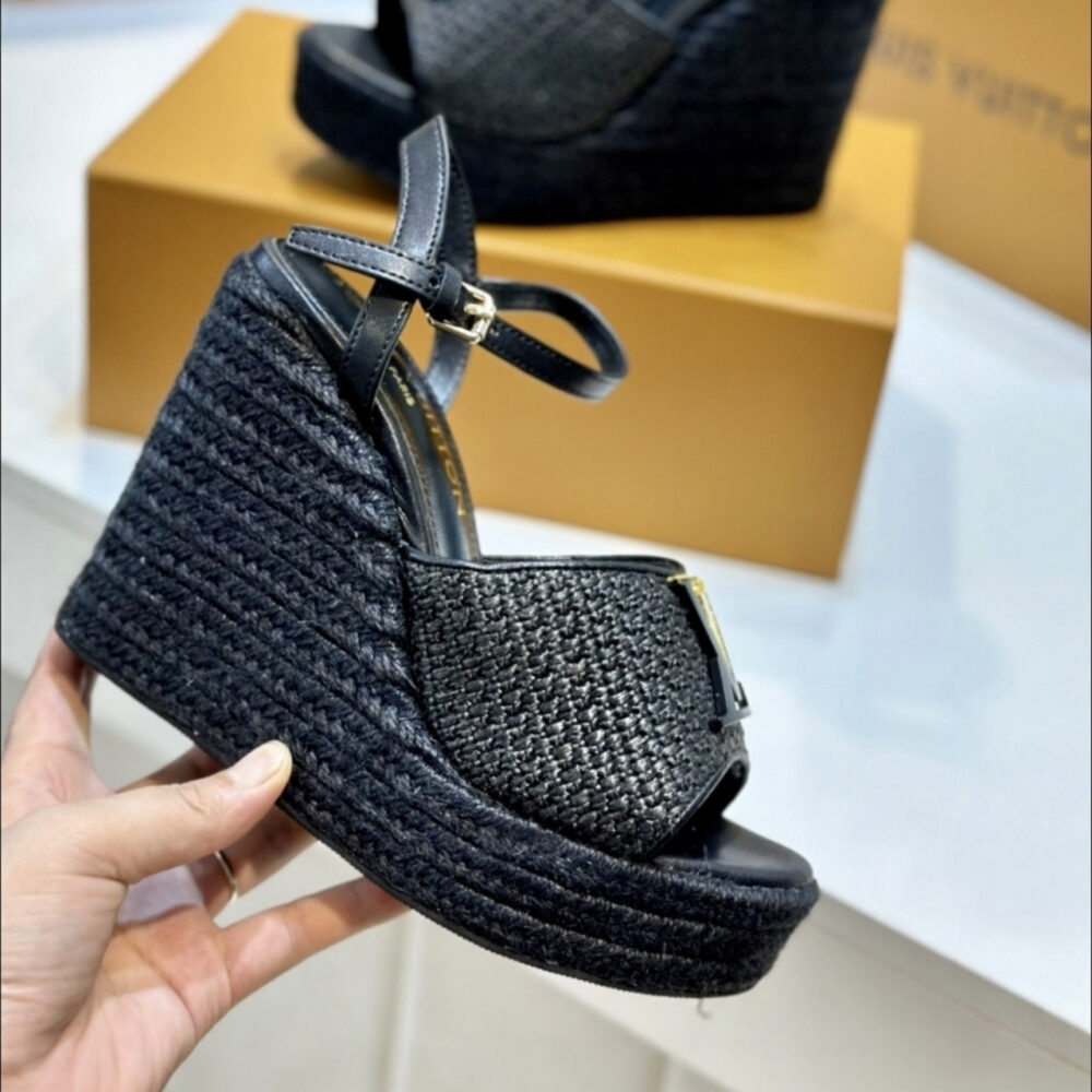 Louis Vuitton Mare Wedge Sandals Natural Black 1AHLLK - Image 5