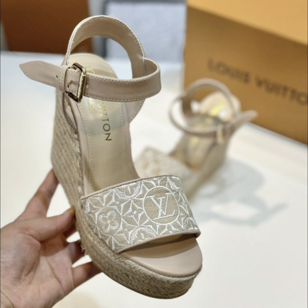 Louis Vuitton Helios Wedge Espadrille Beige 1AHLL6 - Image 3