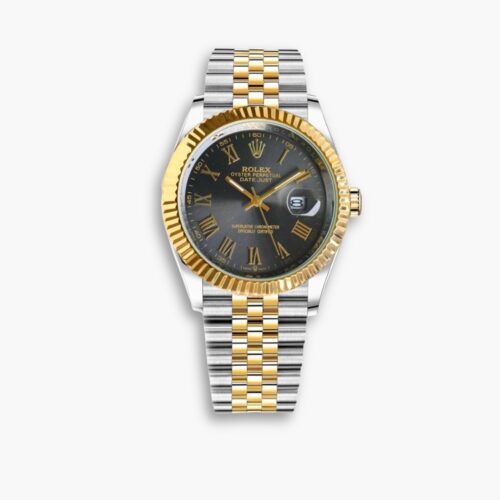 Rolex Datejust Roman Numeral Oystersteel And Gold In Black Dial 41mm