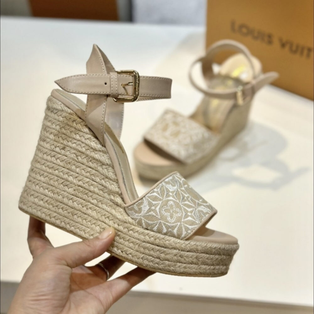 Louis Vuitton Helios Wedge Espadrille Beige 1AHLL6 - Image 4
